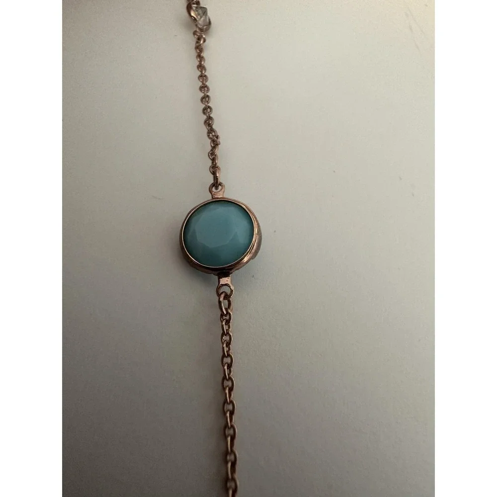 Alainn Long Bezel Necklace‎ Rose Gold Color Cubic Zirconias 48